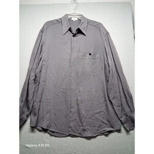 Zanella Gray Men Long Sleeve Made In Italy Button Down Shirt Size L‎